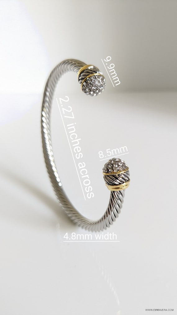 Cuff Bracelet, Open Cuff Bracelet, 18K Gold filled cable bracelet, Silver bangle, Stack bracelet, Statement Bracelet-8