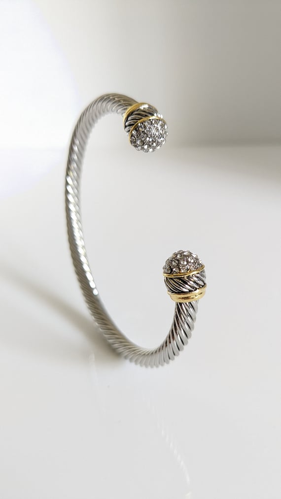 Cuff Bracelet, Open Cuff Bracelet, 18K Gold filled cable bracelet, Silver bangle, Stack bracelet, Statement Bracelet-4