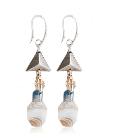 Agate of Botswana stones drop earrings. Beaded Earrings
