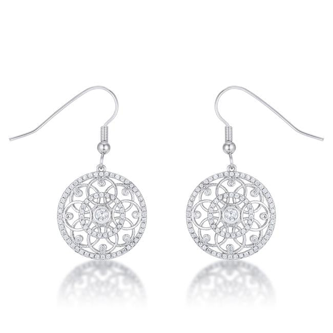 Interlocking Circle Rhodium and CZ Earrings