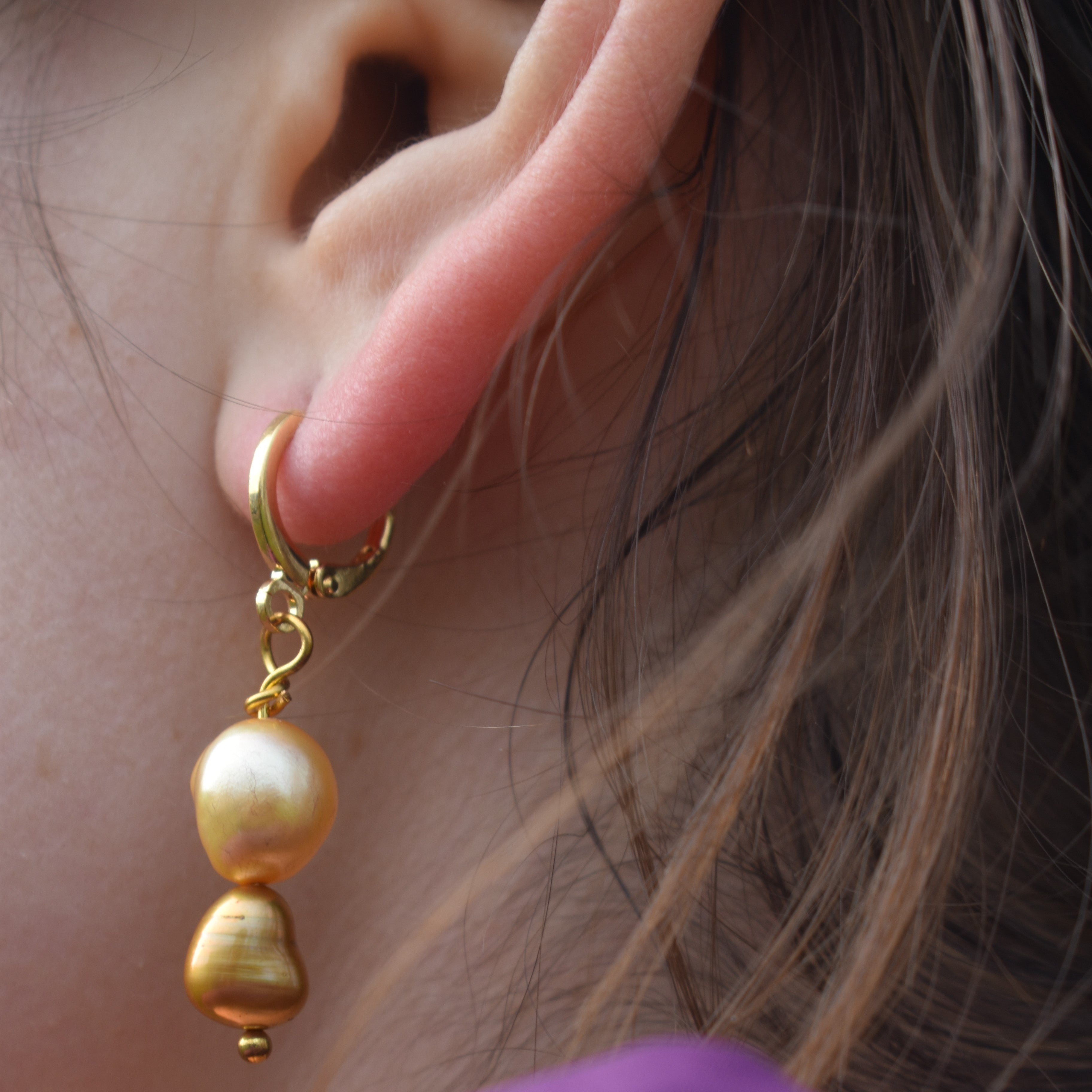 So Gold, Dual Gold Tone Pearl Earrings