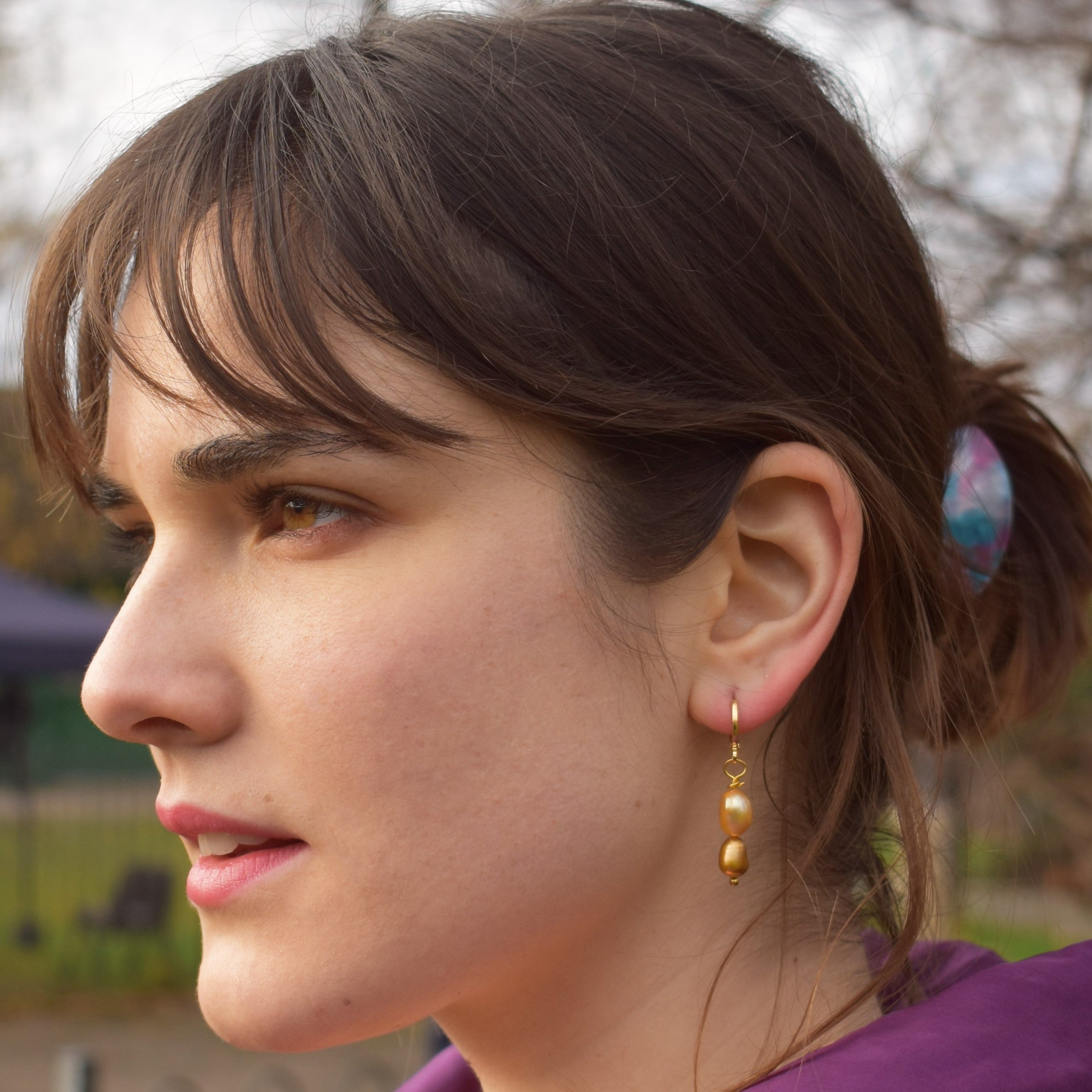 So Gold, Dual Gold Tone Pearl Earrings