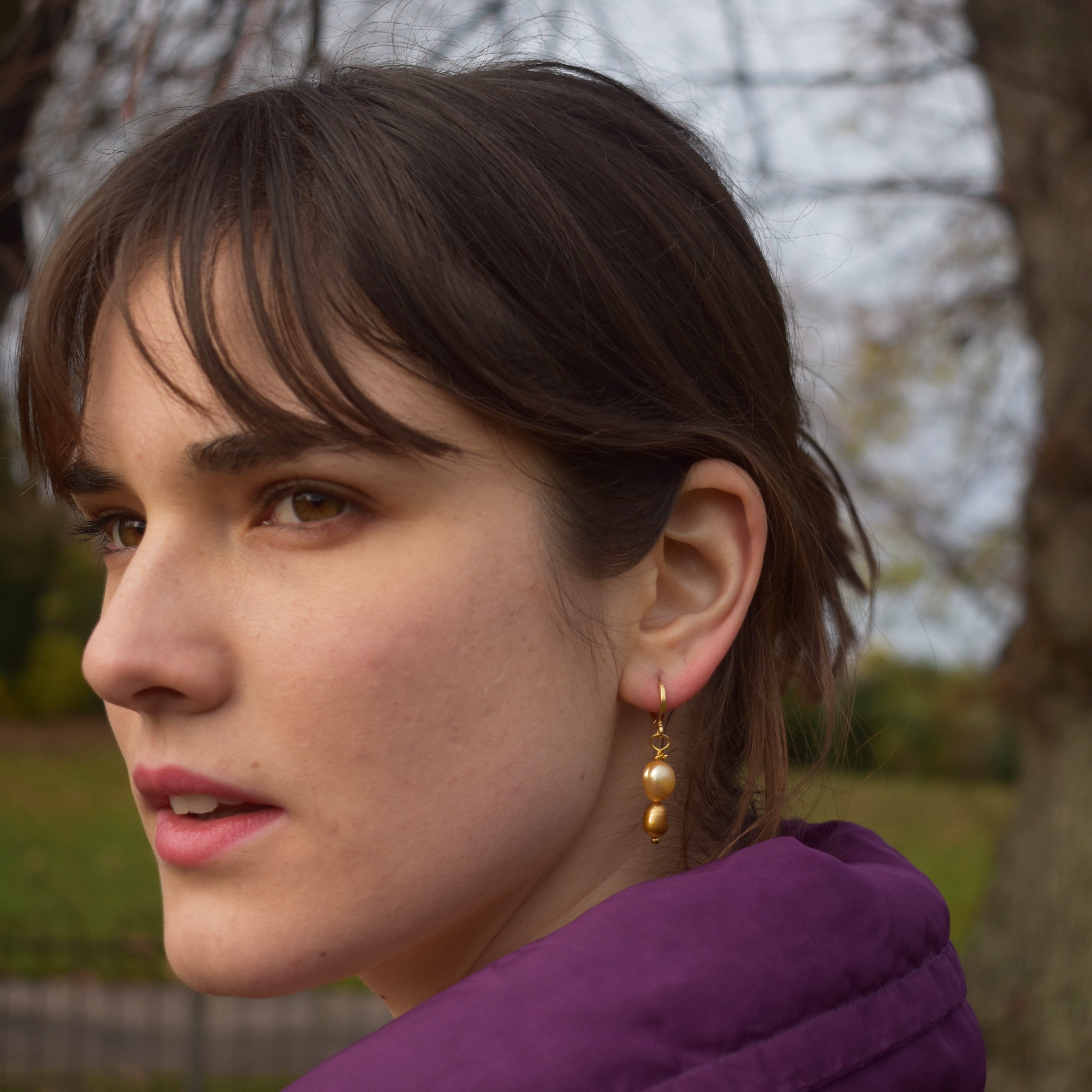 So Gold, Dual Gold Tone Pearl Earrings
