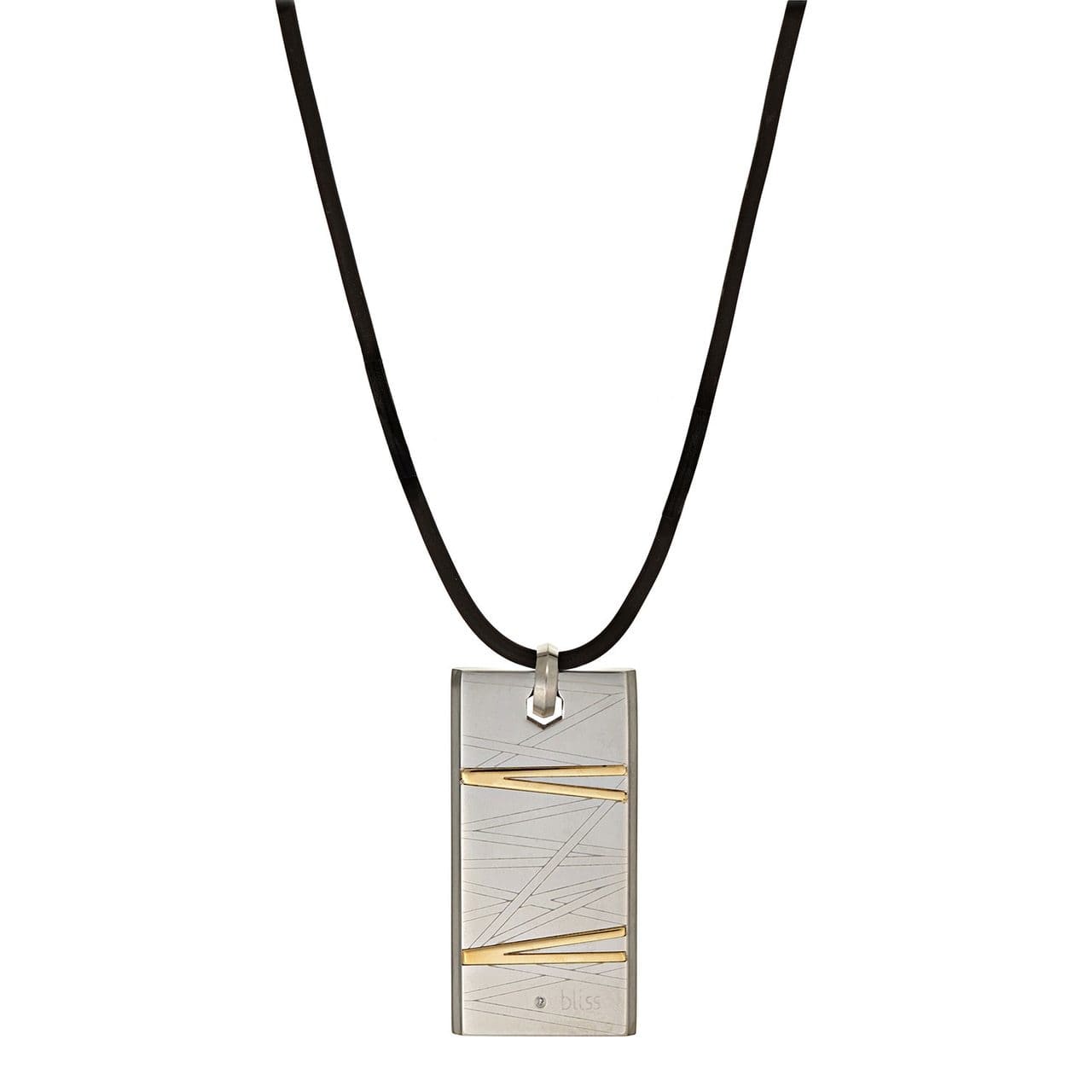 BLISS by Damiani - "Flash" Stainless Steel & 18K Yellow Gold Diamond Necklace