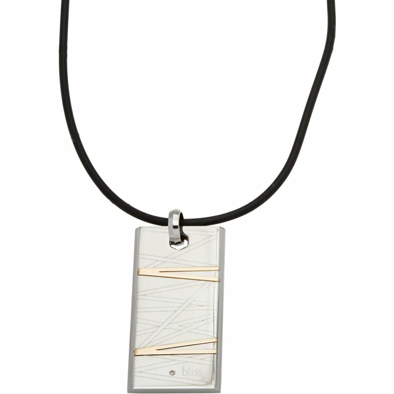 BLISS by Damiani - "Flash" Stainless Steel & 18K Yellow Gold Diamond Necklace