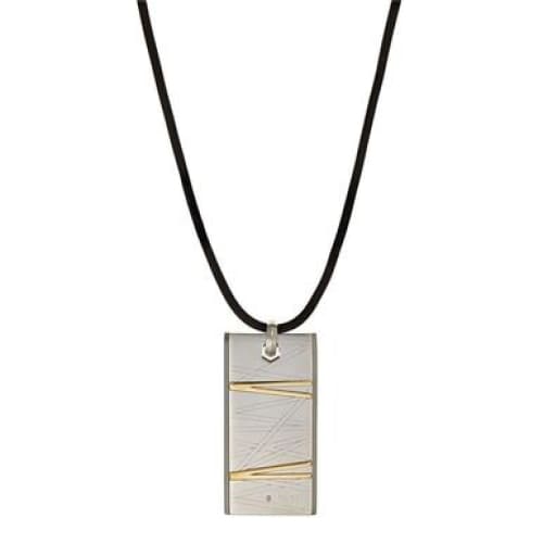BLISS by Damiani - "Flash" Stainless Steel & 18K Yellow Gold Diamond Necklace