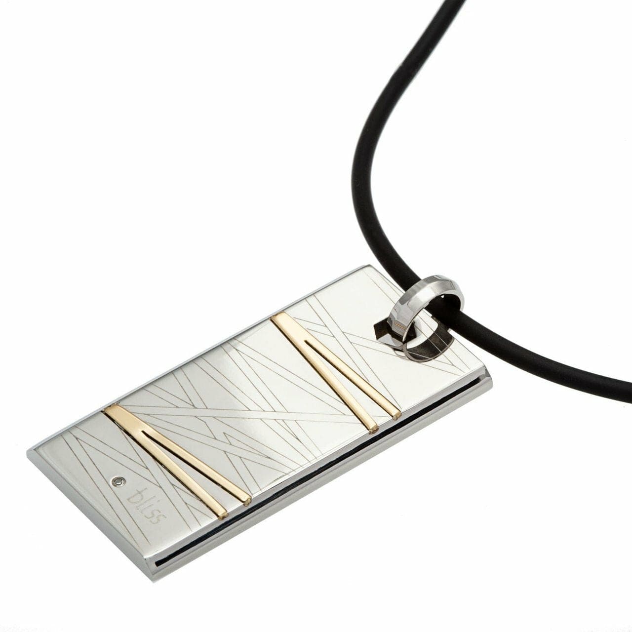 BLISS by Damiani - "Flash" Stainless Steel & 18K Yellow Gold Diamond Necklace