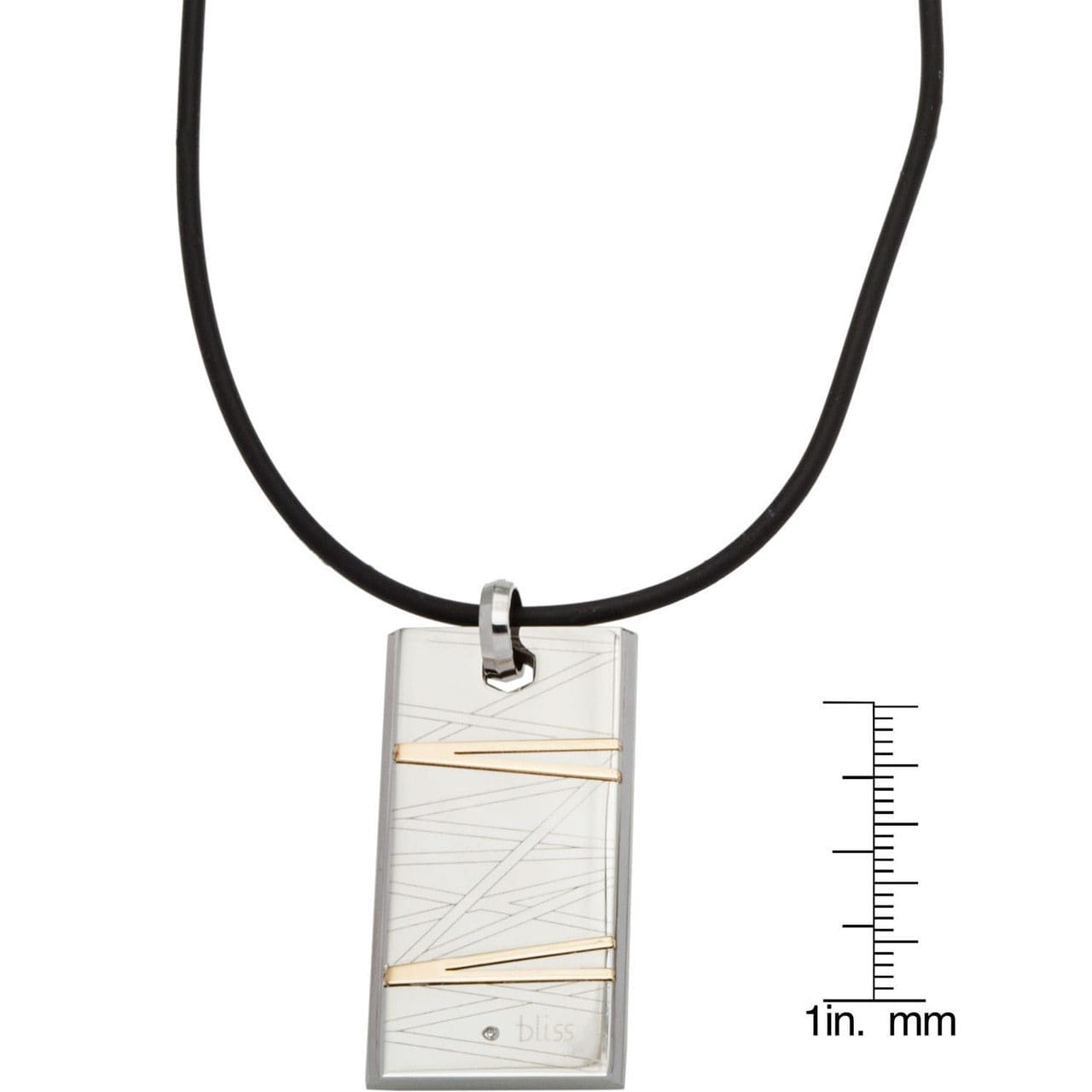 BLISS by Damiani - "Flash" Stainless Steel & 18K Yellow Gold Diamond Necklace
