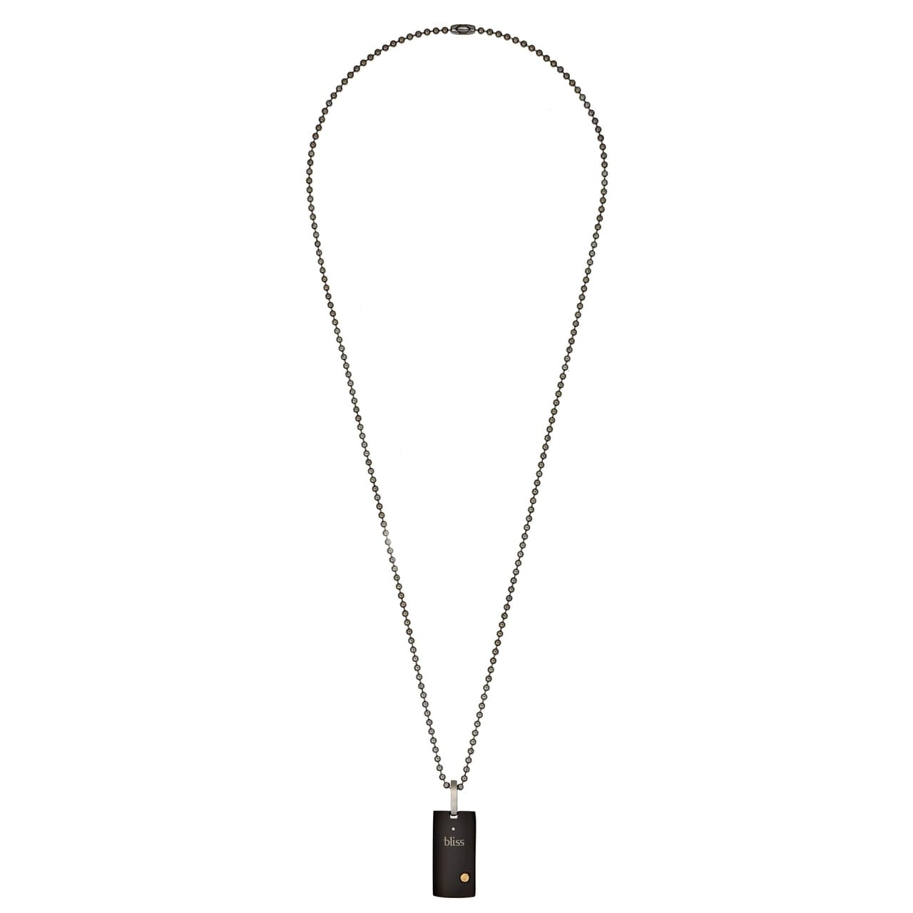 BLISS by Damiani "Uomo" Black Stainless Steel 18K Yellow Gold Pendant with Diamond Necklace
