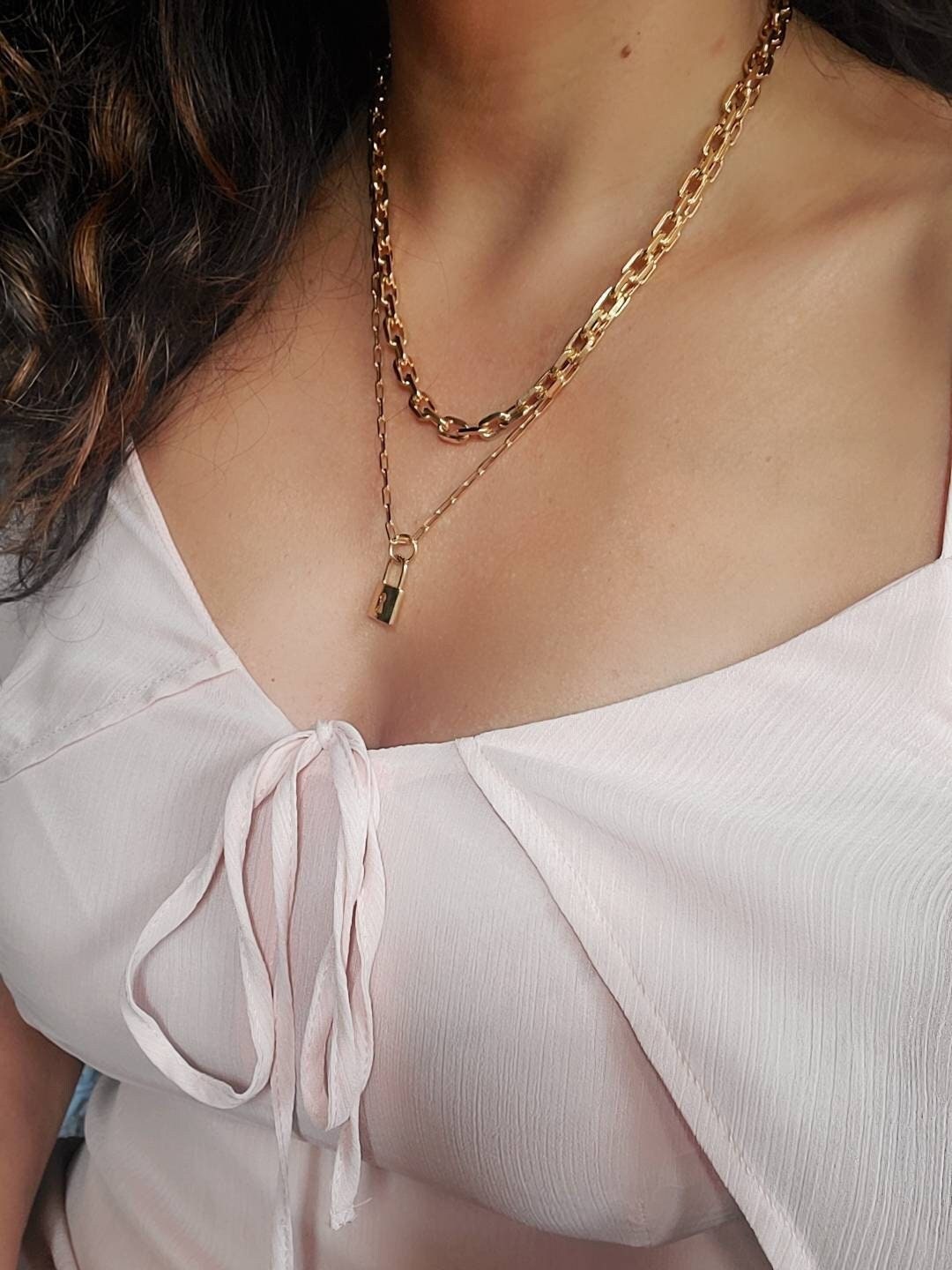 Gold Necklace, Statement Women's Chain , Layering Necklace, Chunky Gold Chain-0