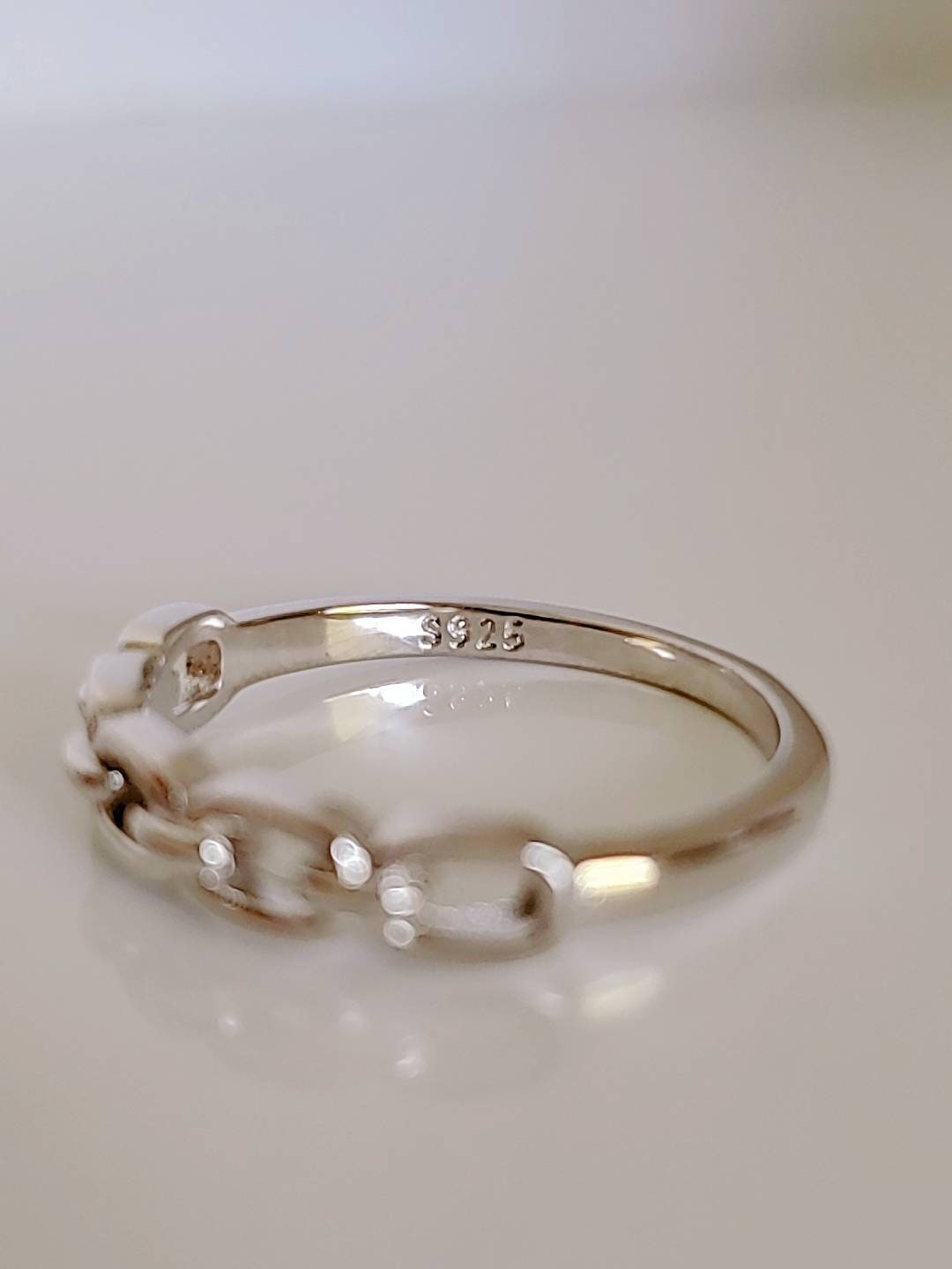 Sterling Silver Chain Ring, Simple Chain Band, Thumb Ring, Stacking Ring, Minimalist Ring, Women's Chain Ring, Gift Ideas, 925 Stamaped-1