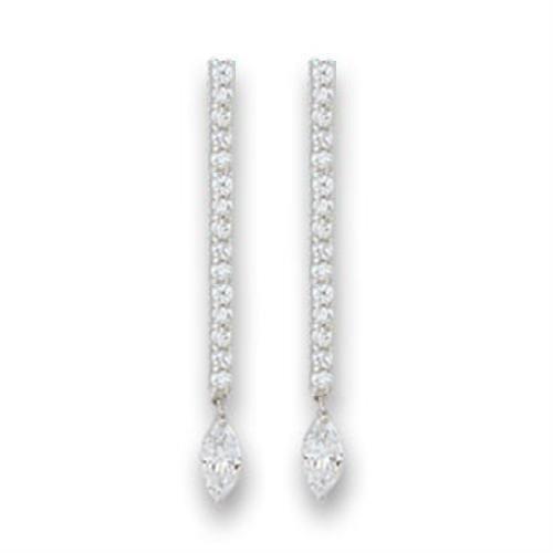 S411207 - Rhodium 925 Sterling Silver Earrings with AAA Grade CZ in Clear