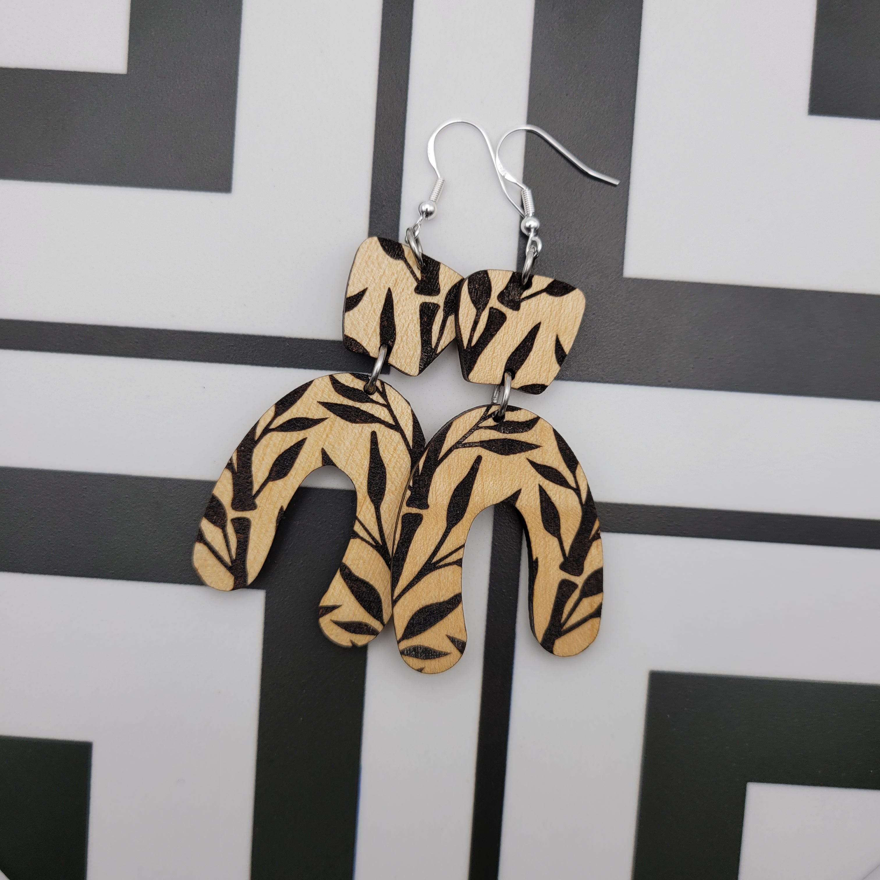 Bamboo Dangle Wood Earrings