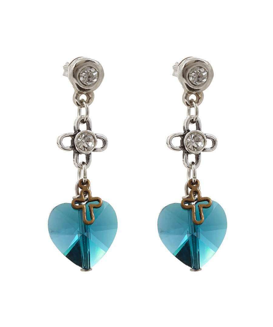 Deep blue crystals drop earrings