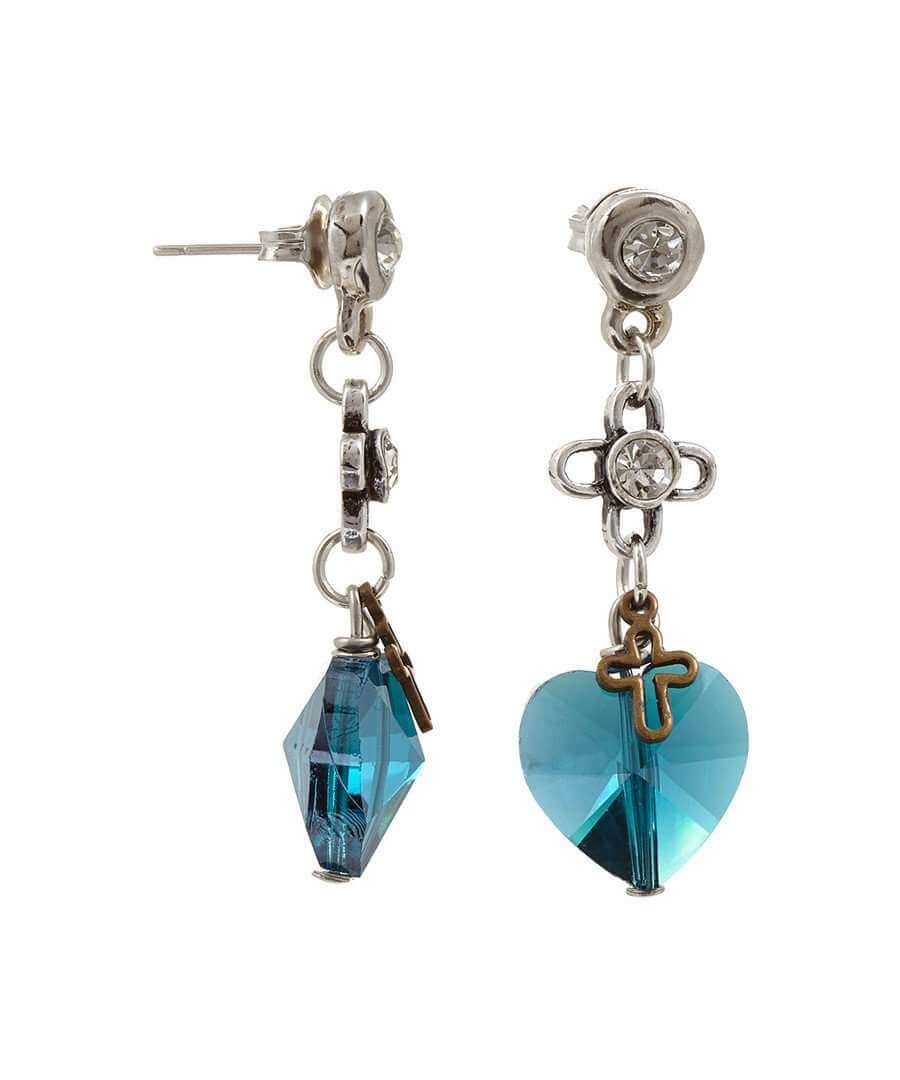 Deep blue crystals drop earrings