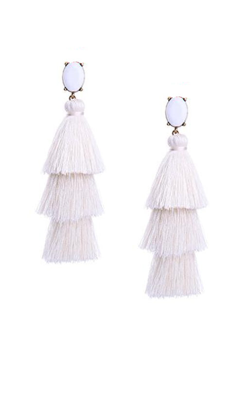 Crystal Layered Tassel Earrings | More Colors Available