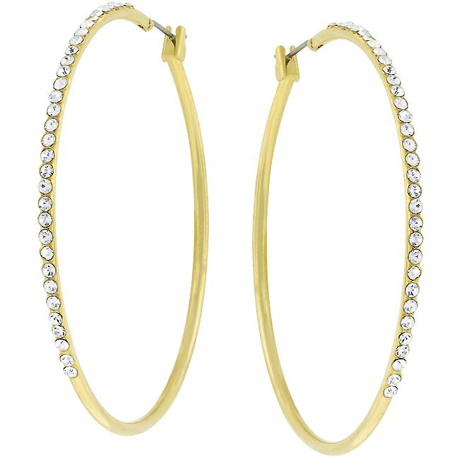 Goldtone Crystal Hoop Earrings