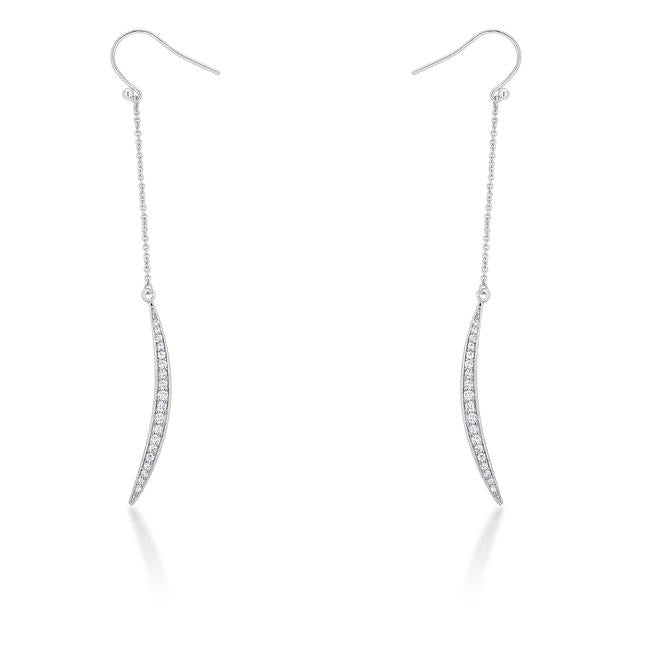 Luna 0.5ct CZ Rhodium Delicate Moon Drop Earrings