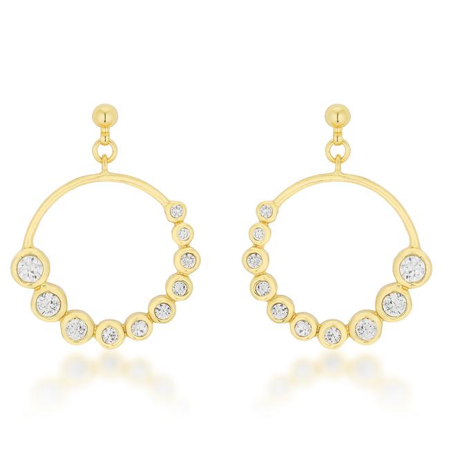 Golden Graduated Cubic Zirconia Circle Earrings