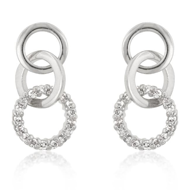 Rhodium Plated Finish Triplet Hooplet Earrings