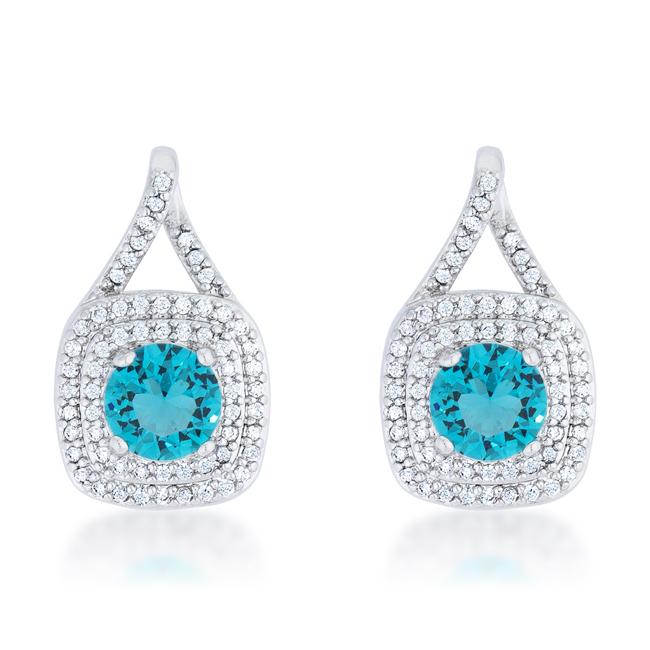 Christal 2.3ct Aqua CZ Rhodium Classic Drop Earrings