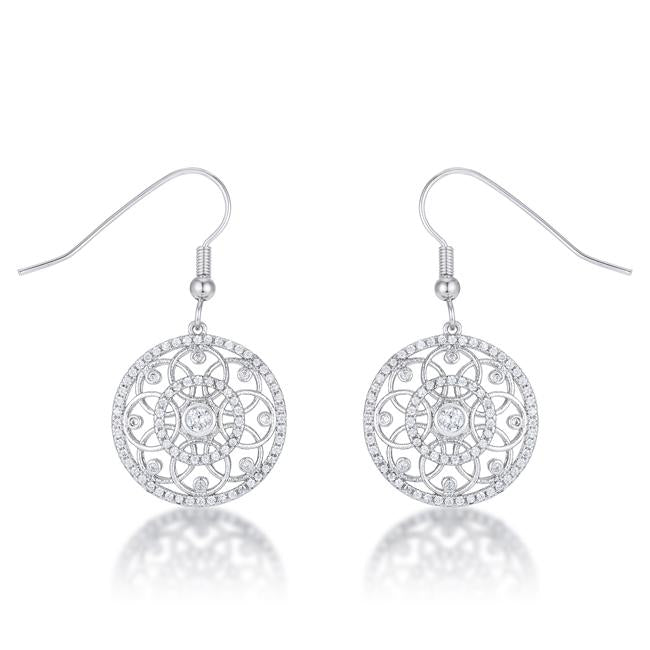 Interlocking Circle Rhodium and CZ Earrings