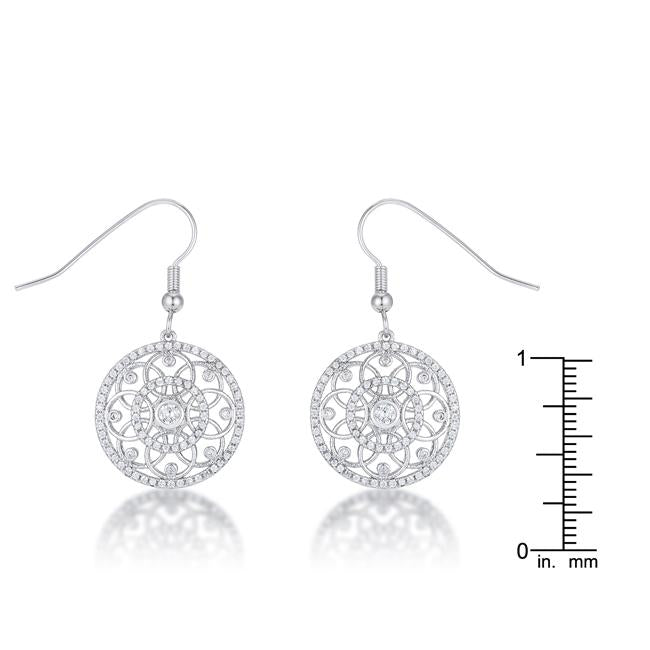 Interlocking Circle Rhodium and CZ Earrings