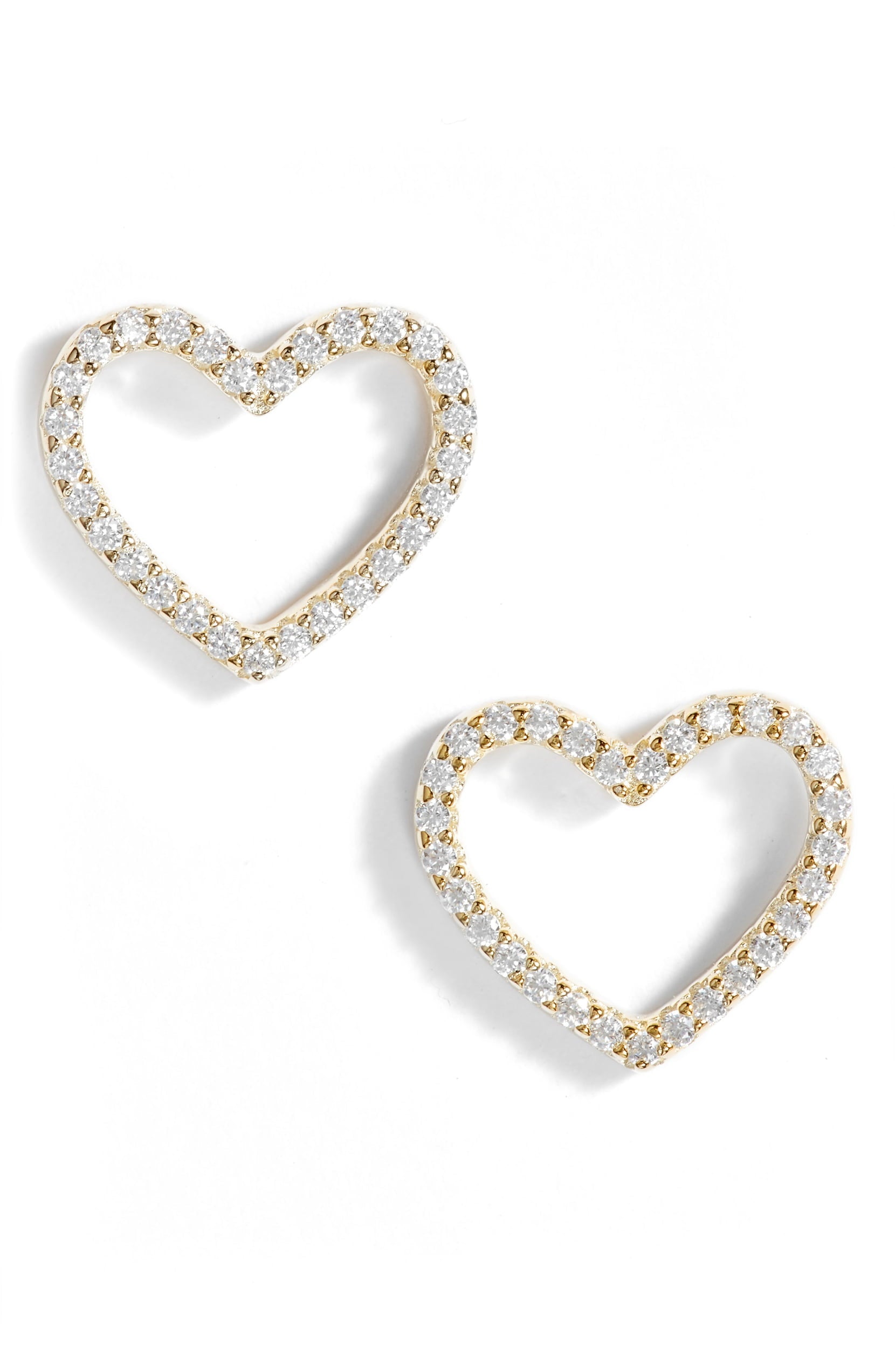 Pave Crystal Open Heart Stud Earrings