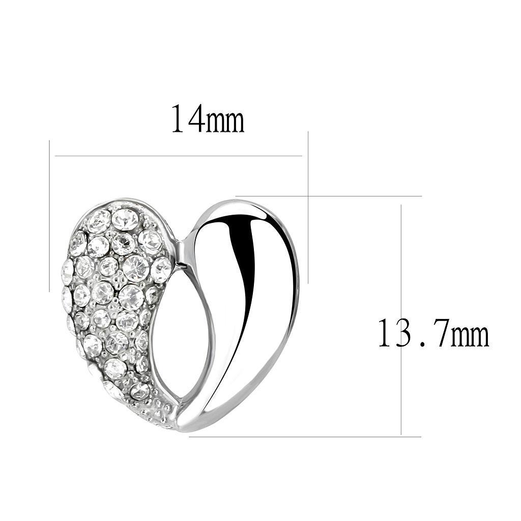 TK3653 - High polished (no plating) Stainless Steel Earrings with Top Grade Crystal in Clear