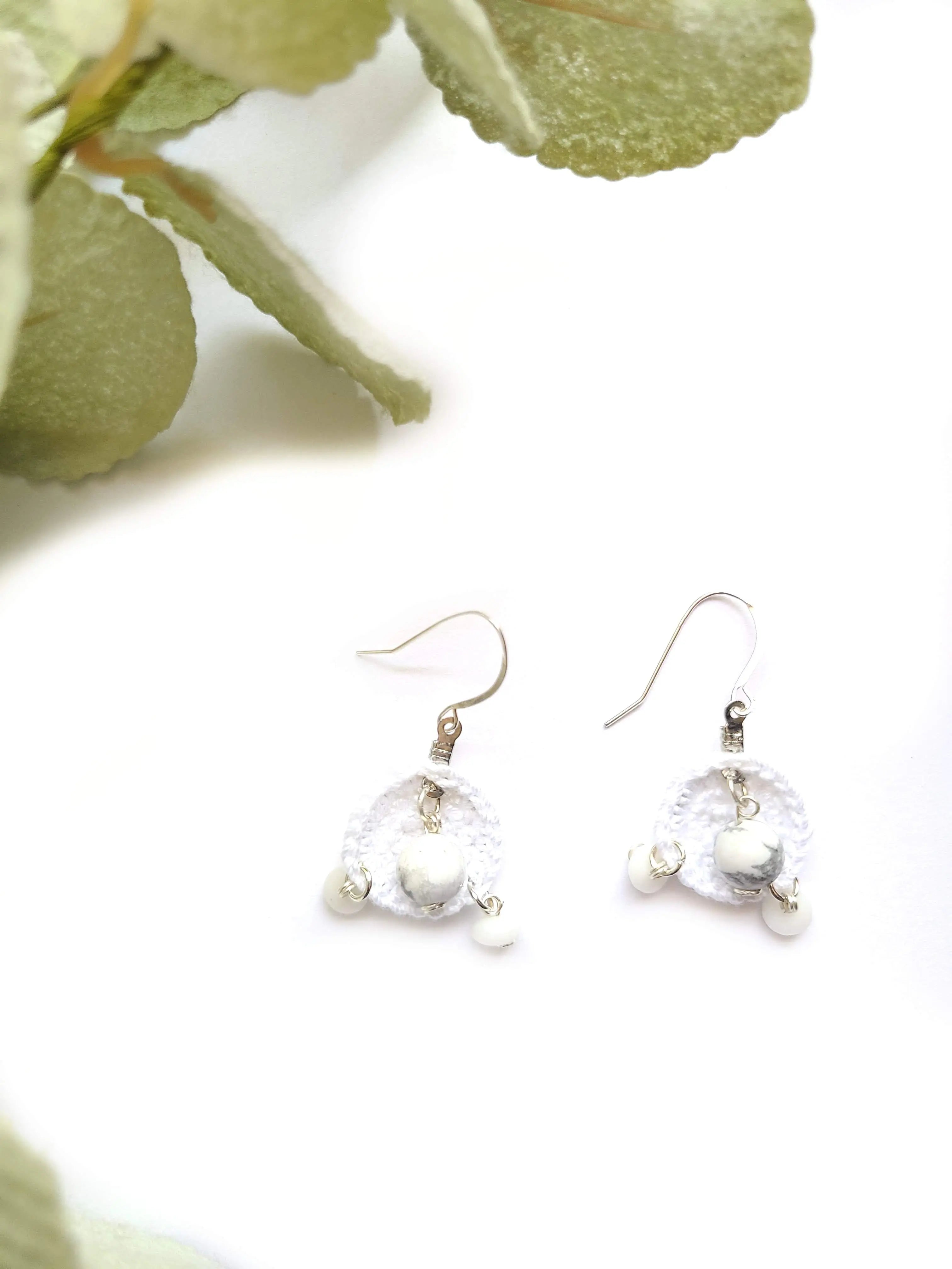 White Stone Earrings