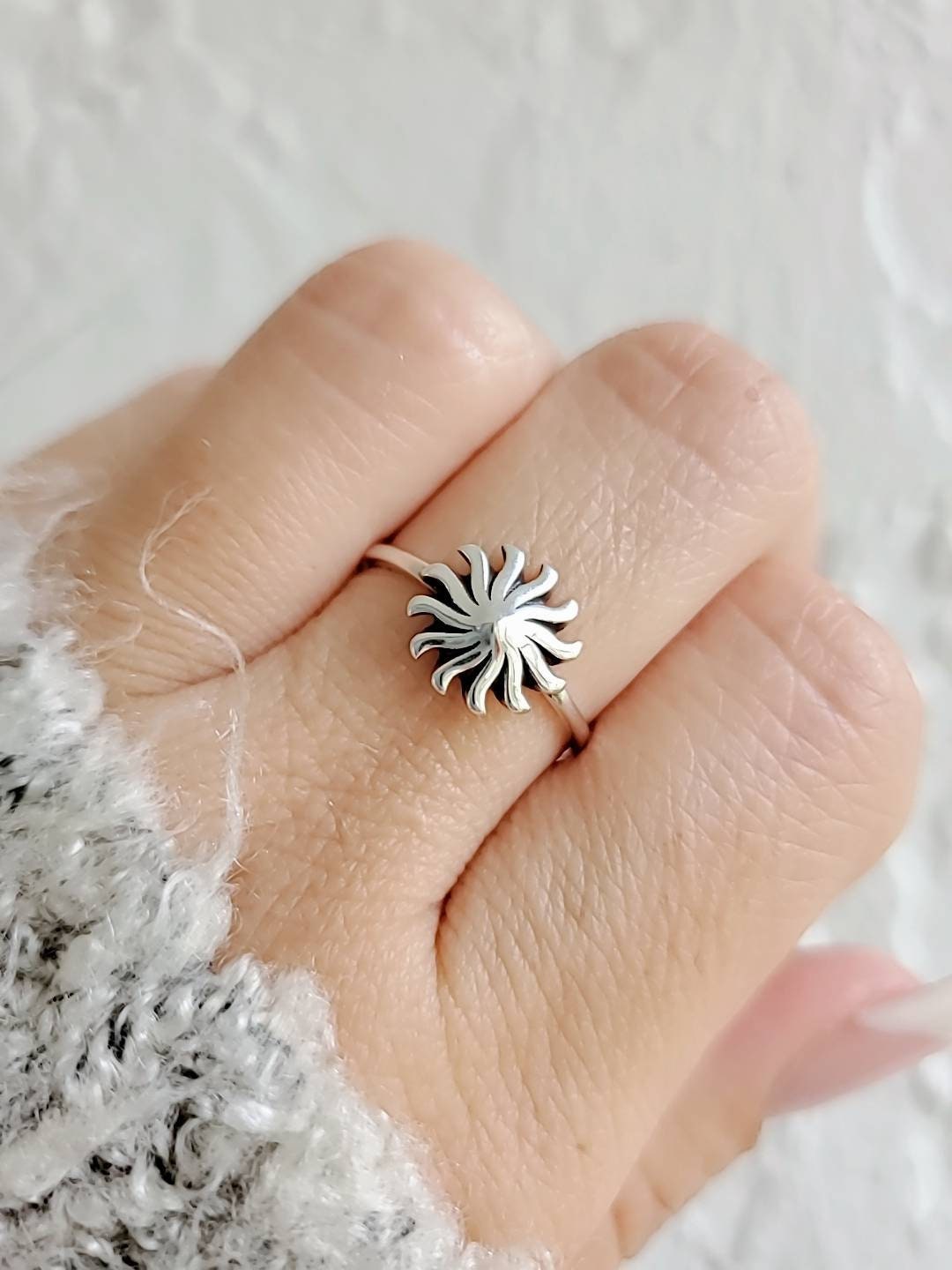 Sterling Silver Sun Ring 925 Silver-4