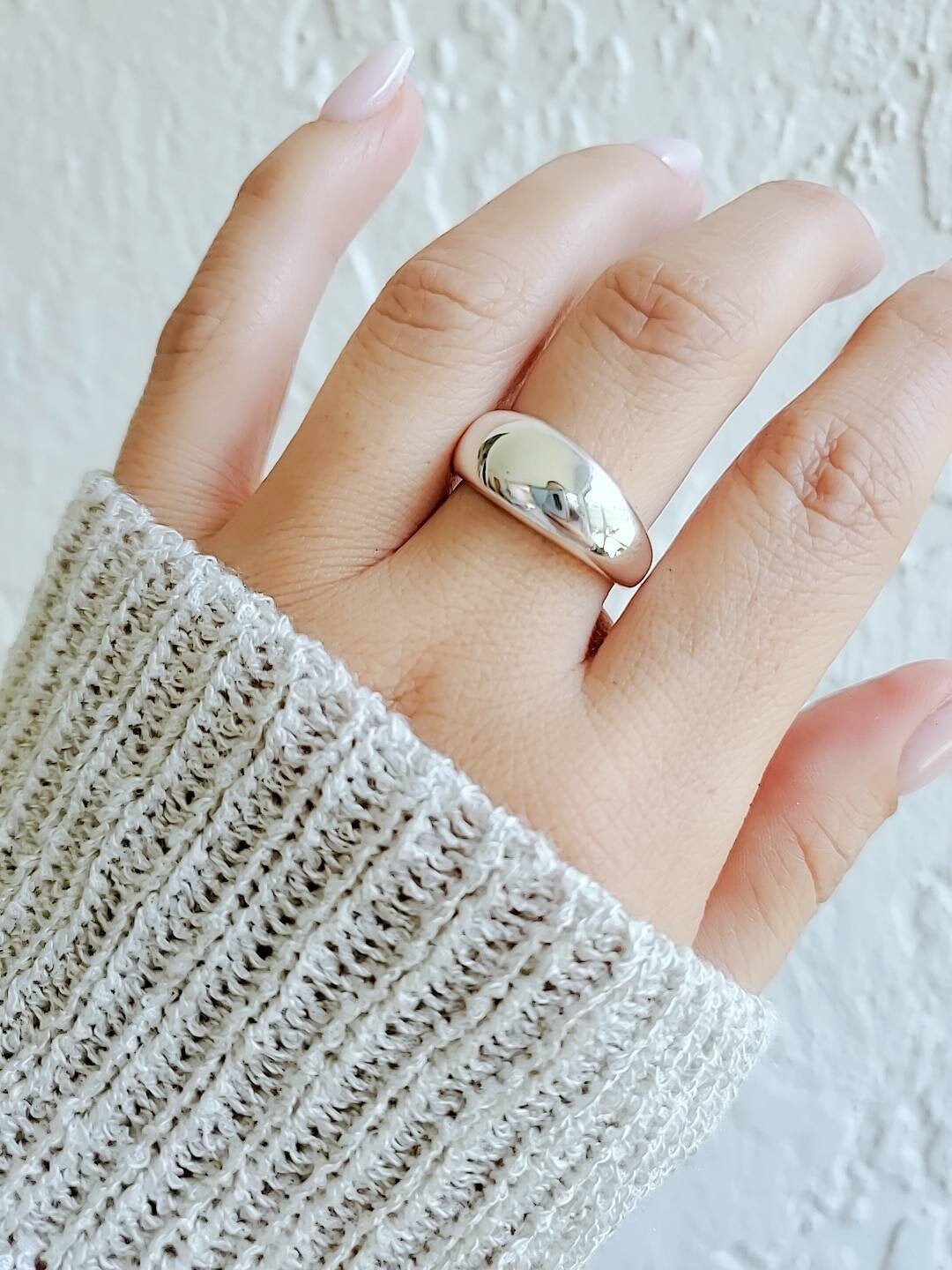 Dome Ring, Sterling Silver Women Ring, Art Deco Ring, Statement Jewelry, Chunky Ring, Solid 925 Silver Band, Art Deco Design-2