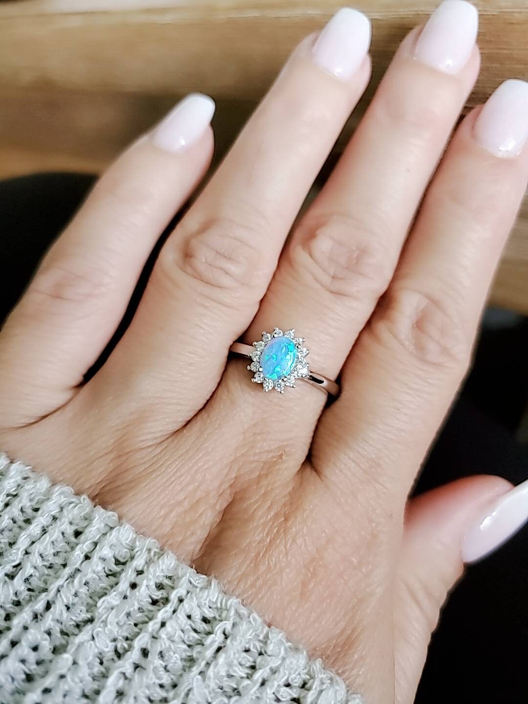 Dainty Blue Opal Ring-2