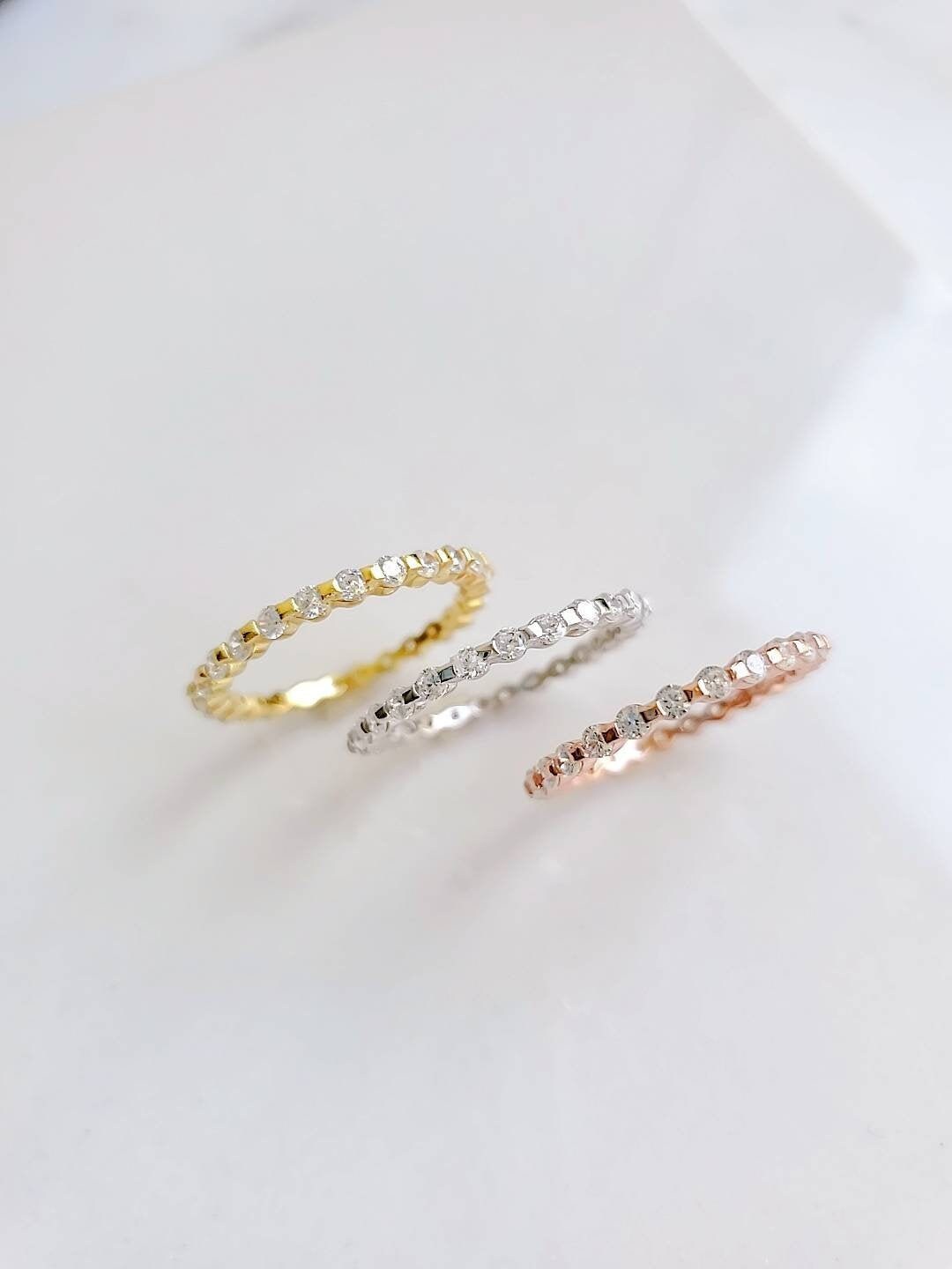 Gold, Rose Gold, Silver Ring, Sterling Silver, Eternity Ring, Wedding Band, Promise Ring, Dainty Band, Anniversary Ring-0