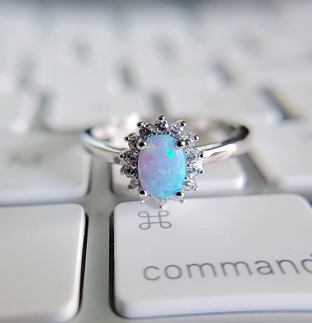 Dainty Blue Opal Ring-0