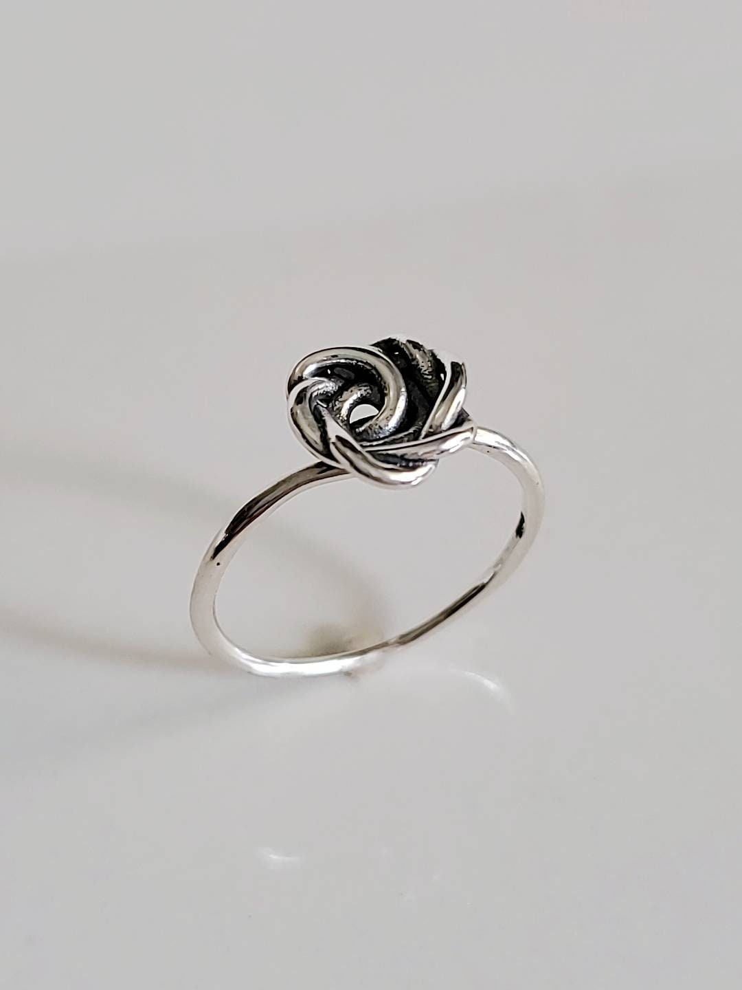 Sterling Silver Rose Flower Ring, Dainty Women's Ring, Oxidized Girls Ring, Gift for Her-2