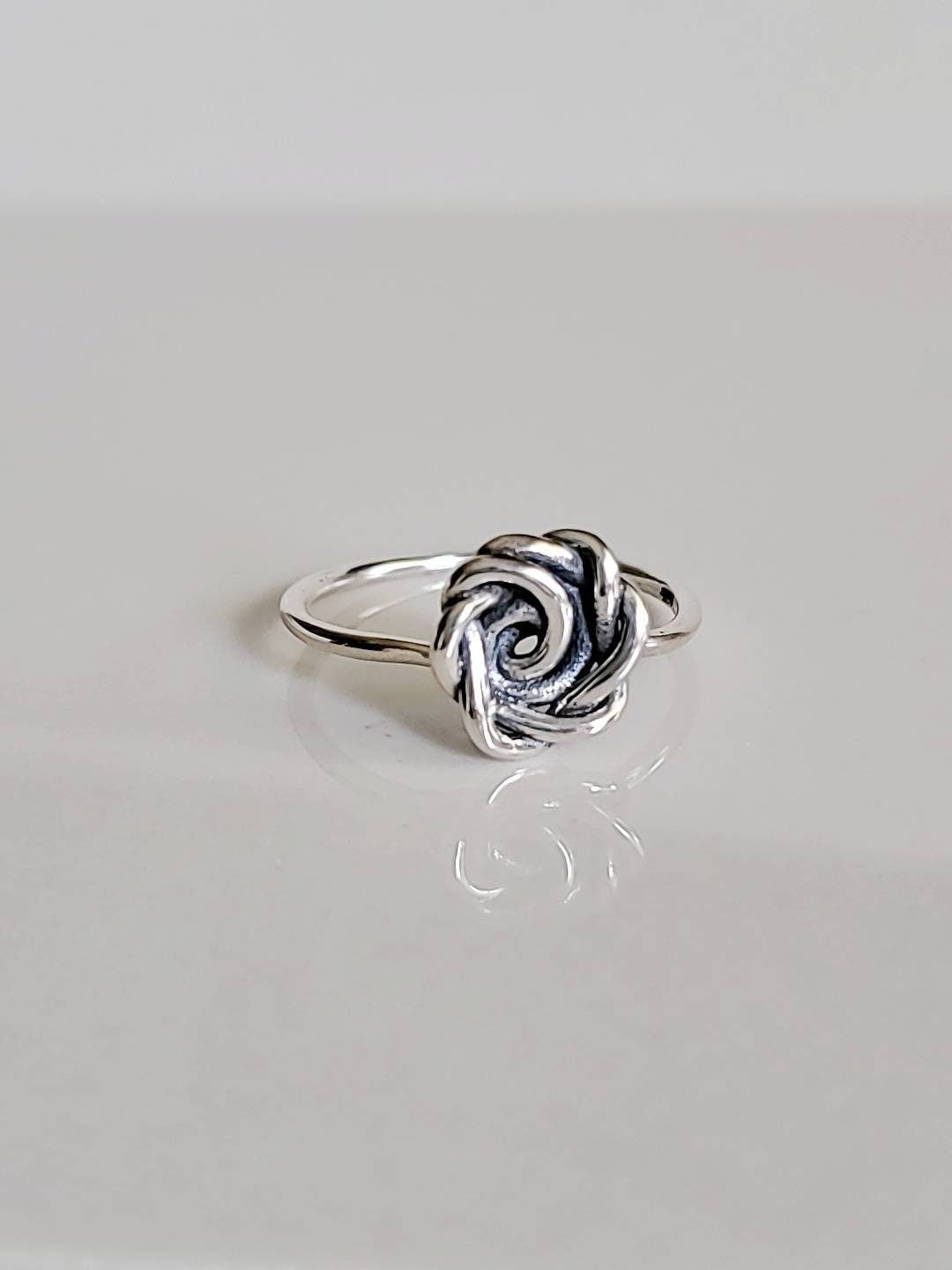 Sterling Silver Rose Flower Ring, Dainty Women's Ring, Oxidized Girls Ring, Gift for Her-1