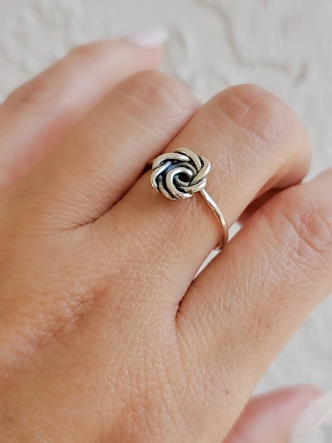 Sterling Silver Rose Flower Ring, Dainty Women's Ring, Oxidized Girls Ring, Gift for Her-0