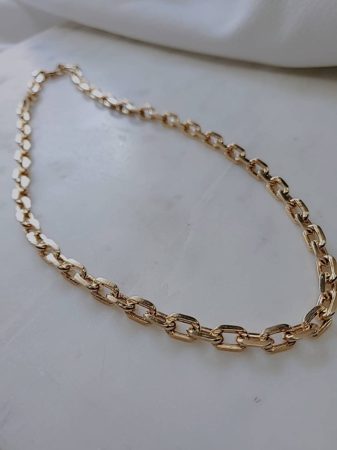 Gold Necklace, Statement Women's Chain , Layering Necklace, Chunky Gold Chain-2