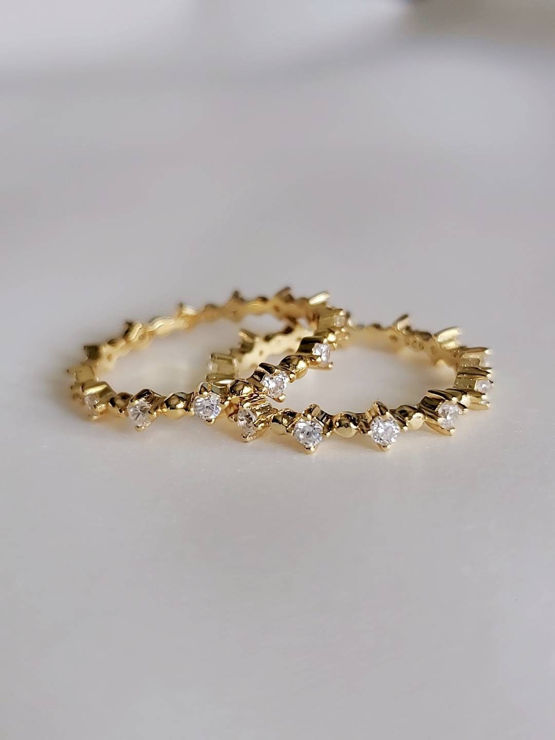 Gold Ring, Eternity Band, Sterling Silver Women Ring, Bridal, Engagement Ring, Thin Band, Dainty Ring, Stack Ring, Size 3-12-4