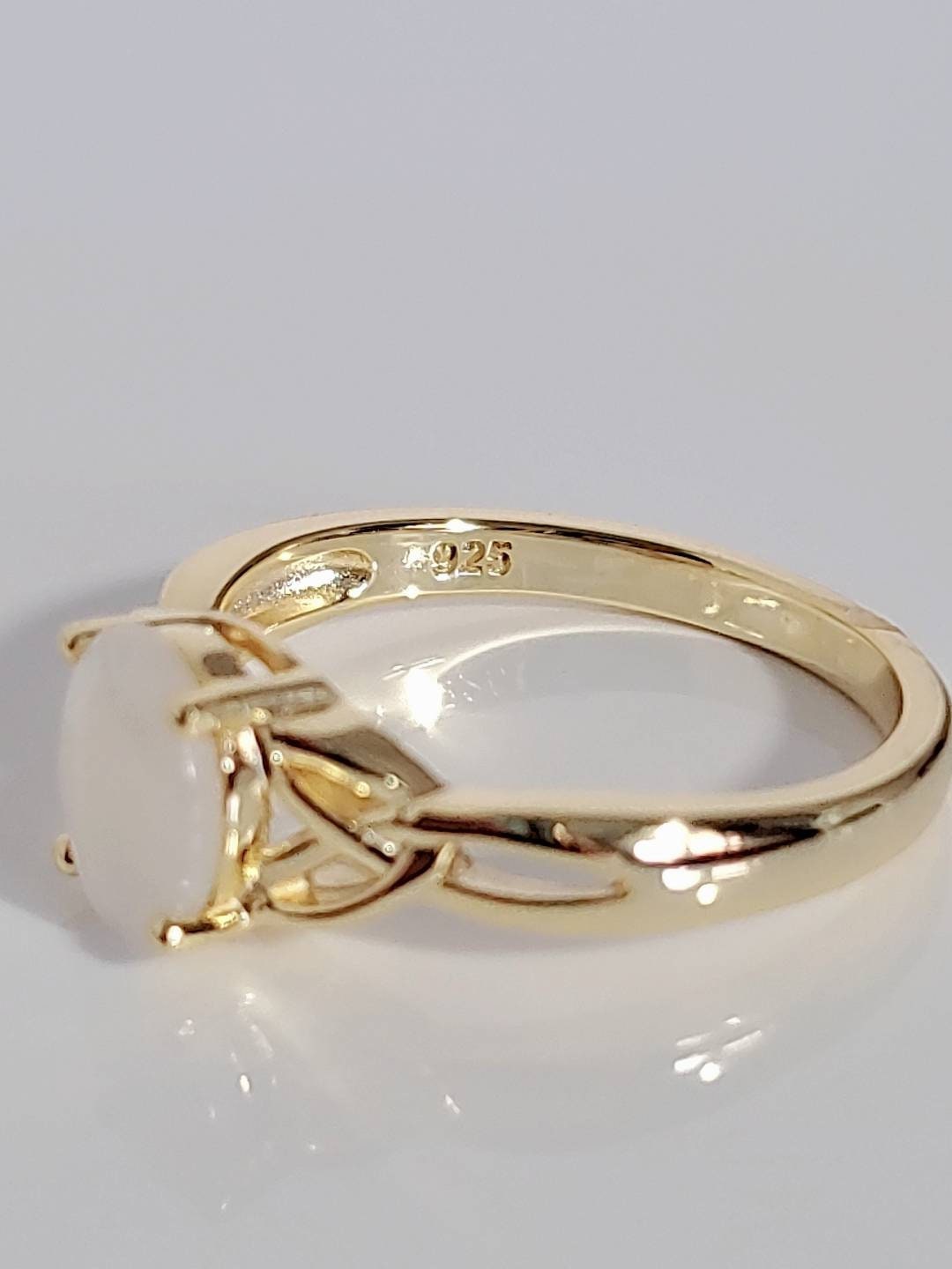 Gold Mother of Pearl Celtic Ring-2