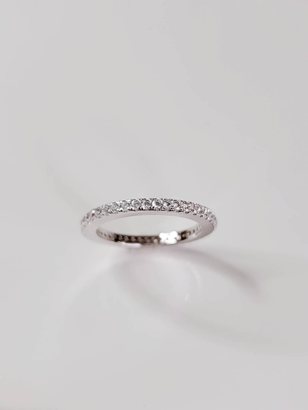 Eternity Band, Sterling Silver Ring, Women Promise Band, Wedding Band, 925 stamped, Stackable, Anniversary Engagement, non Tarnish-4