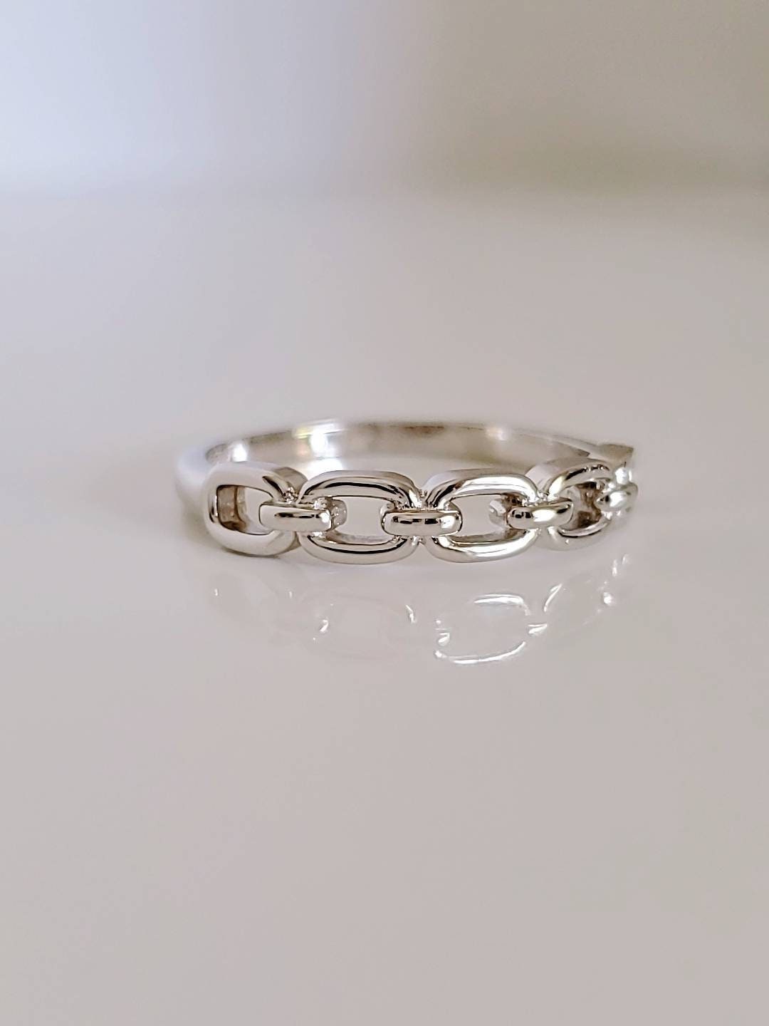 Sterling Silver Chain Ring, Simple Chain Band, Thumb Ring, Stacking Ring, Minimalist Ring, Women's Chain Ring, Gift Ideas, 925 Stamaped-2