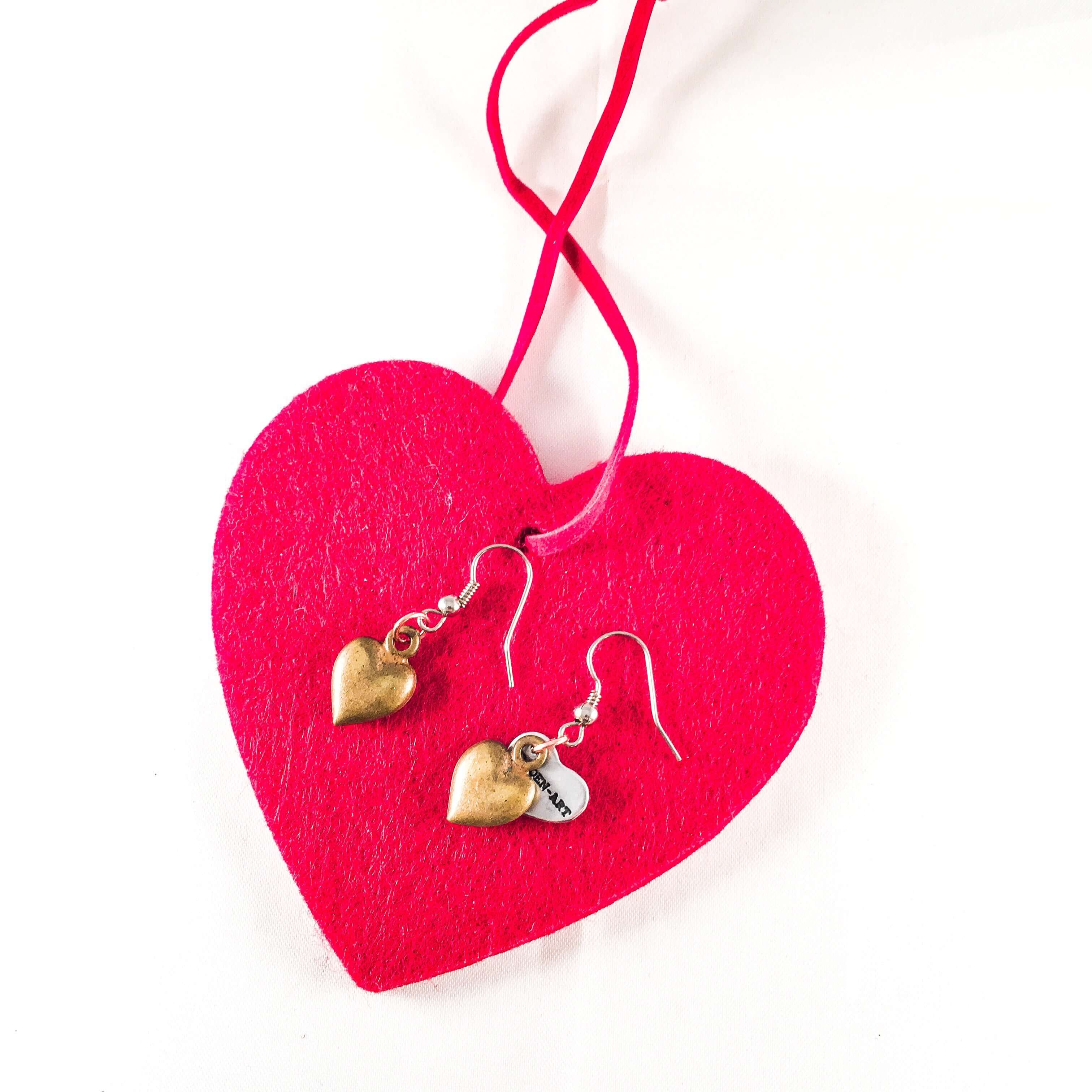 Bronze Heart Charms Earrings