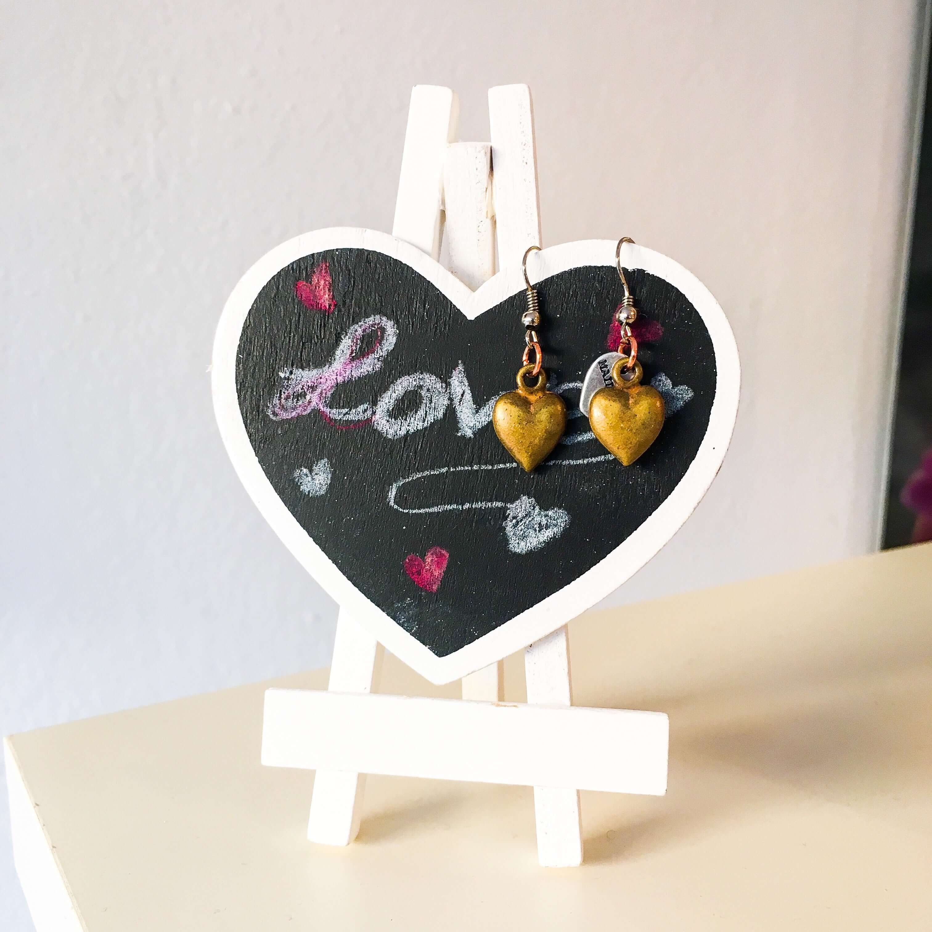 Bronze Heart Charms Earrings