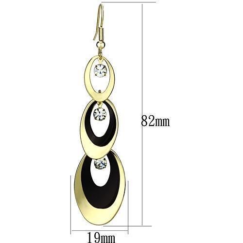 LO2652 - Gold+Ruthenium Iron Earrings with Top Grade Crystal  in Clear