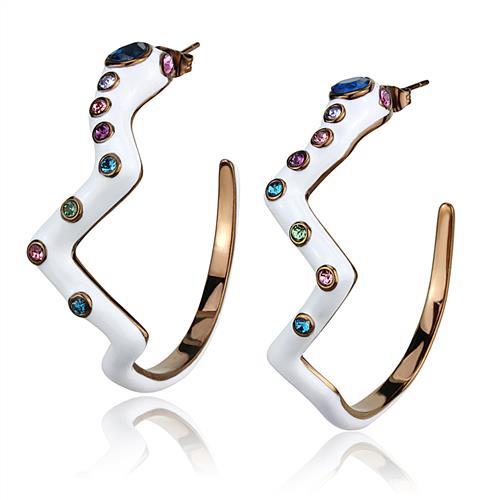 TK2729 - IP Coffee light Stainless Steel Earrings with Top Grade Crystal  in Multi Color