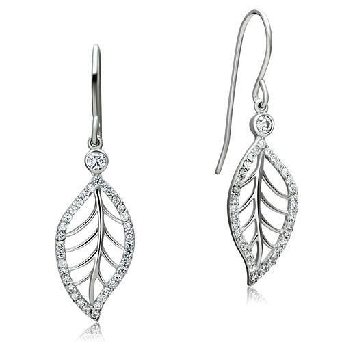 TS068 - Rhodium 925 Sterling Silver Earrings with AAA Grade CZ in Clear