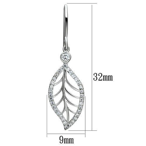 TS068 - Rhodium 925 Sterling Silver Earrings with AAA Grade CZ in Clear