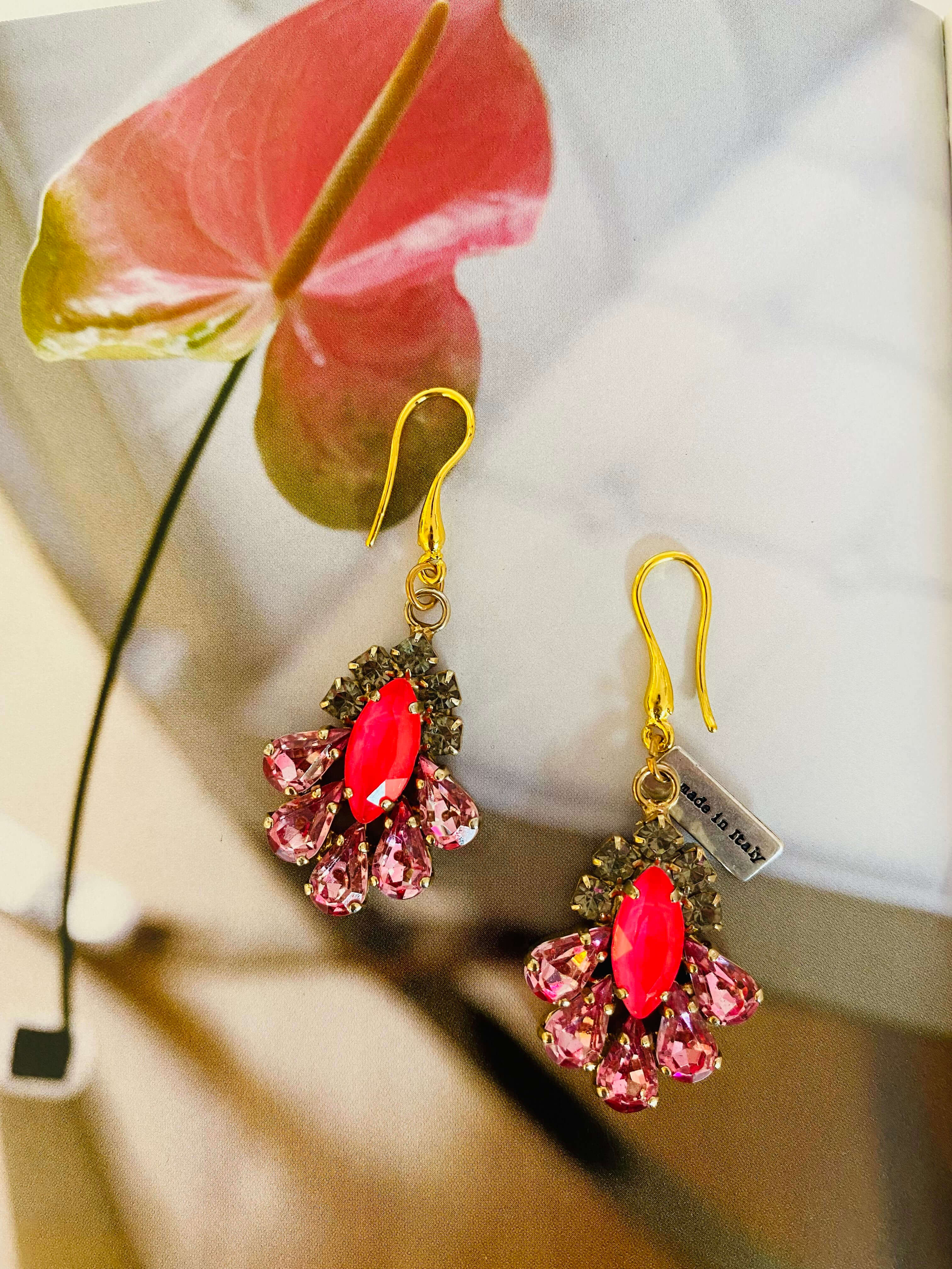 Fucsia and Flamingo Pink Statement Earrings